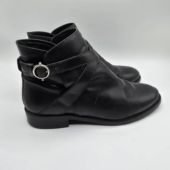 Ariat Windsor womans black leather strappy buckle ankle boots booties size 8